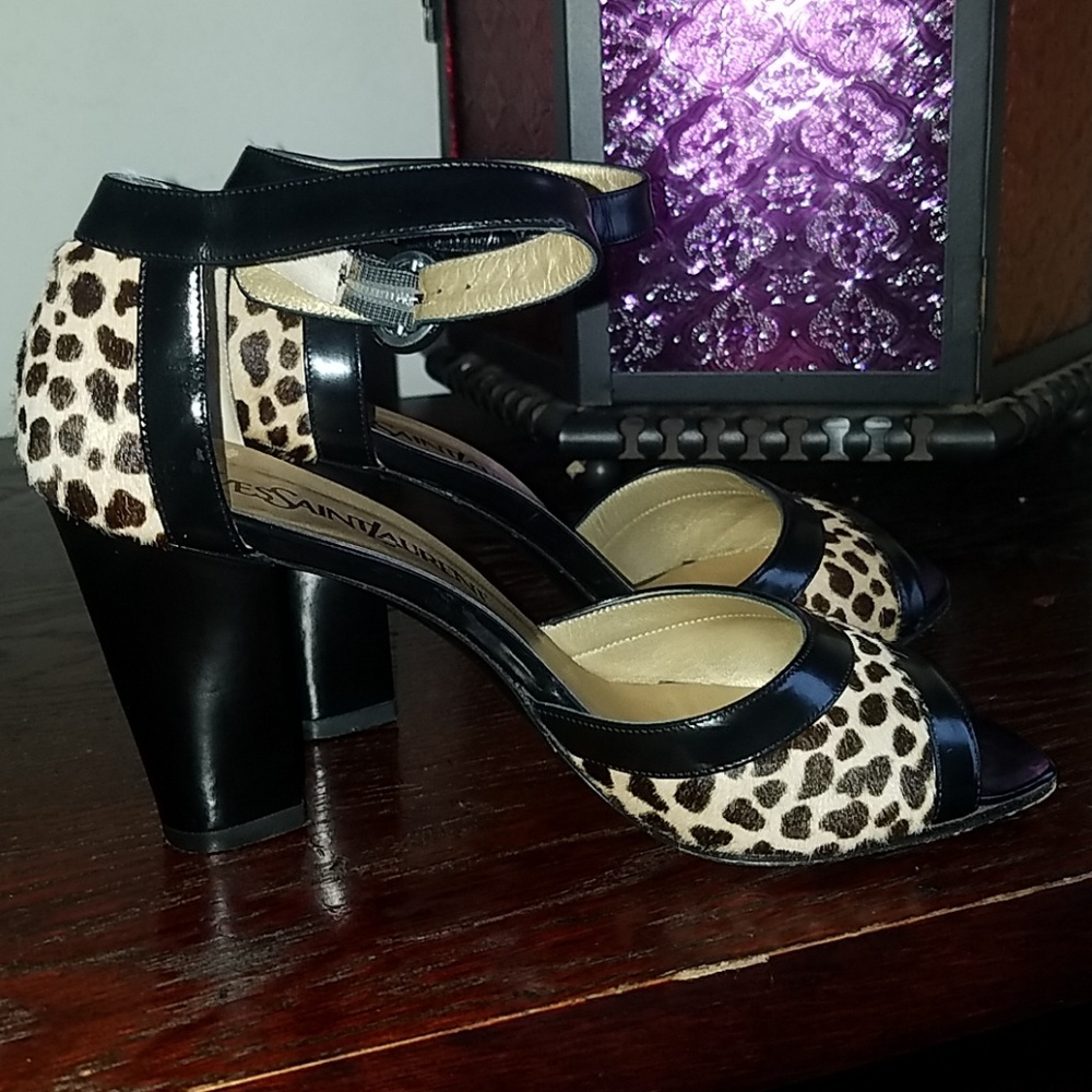 Saint Laurent calf  Vintage Yves Leopard Heels 6.5 - Picture 5 of 8